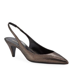 Saint Laurent Charlotte metallic slingback pump